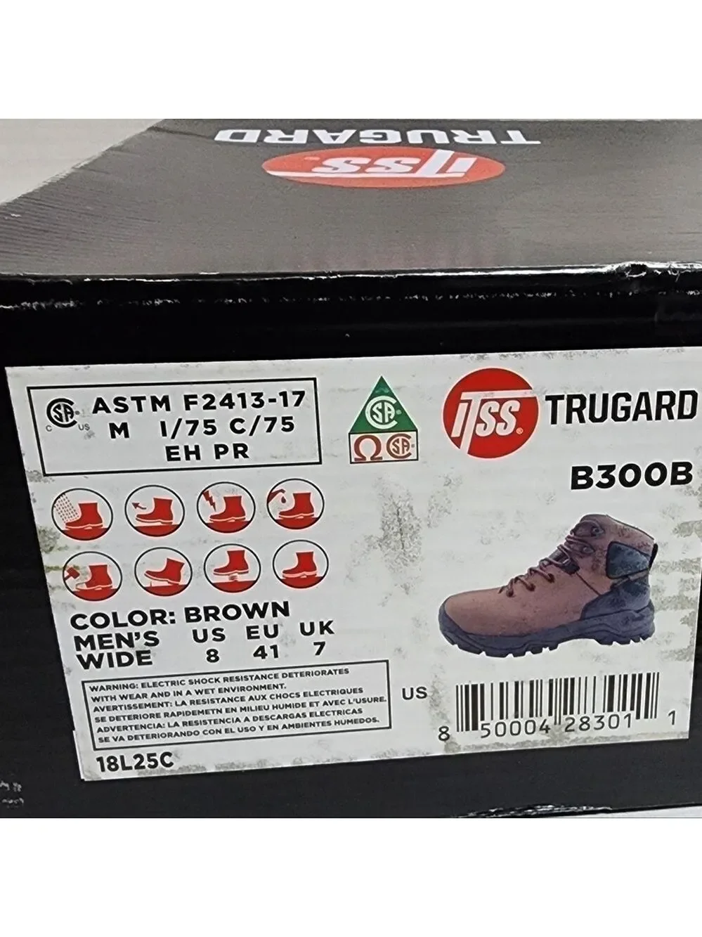 ITSS Trugard B300B Safety Toe Work Boot in Brown Size 8 Wide - New In Box
